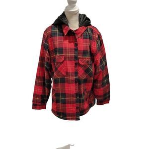 New Red Plaid Jacket with Hood XXL